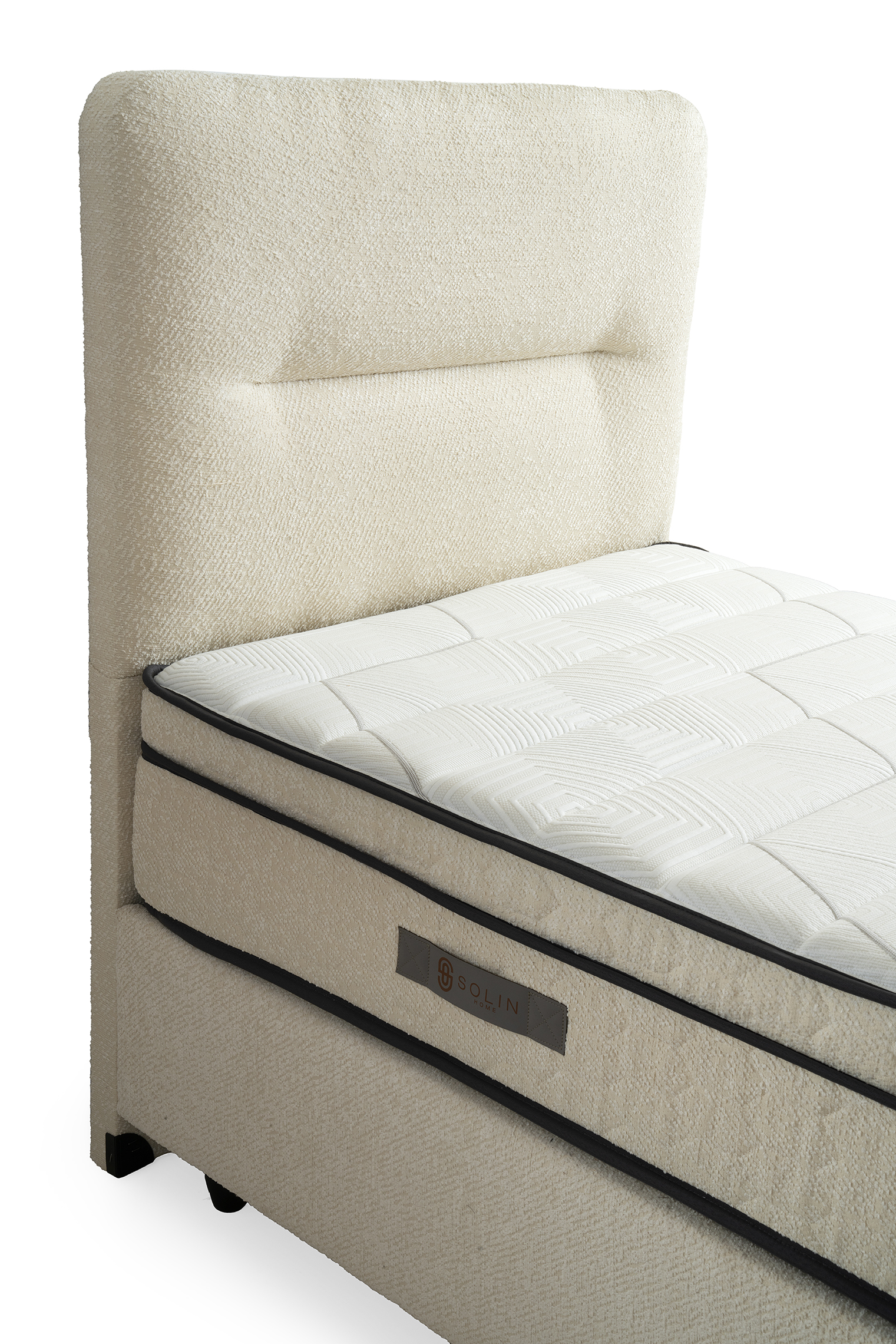 Derin Eenpersoons Boxspring - Creme 10