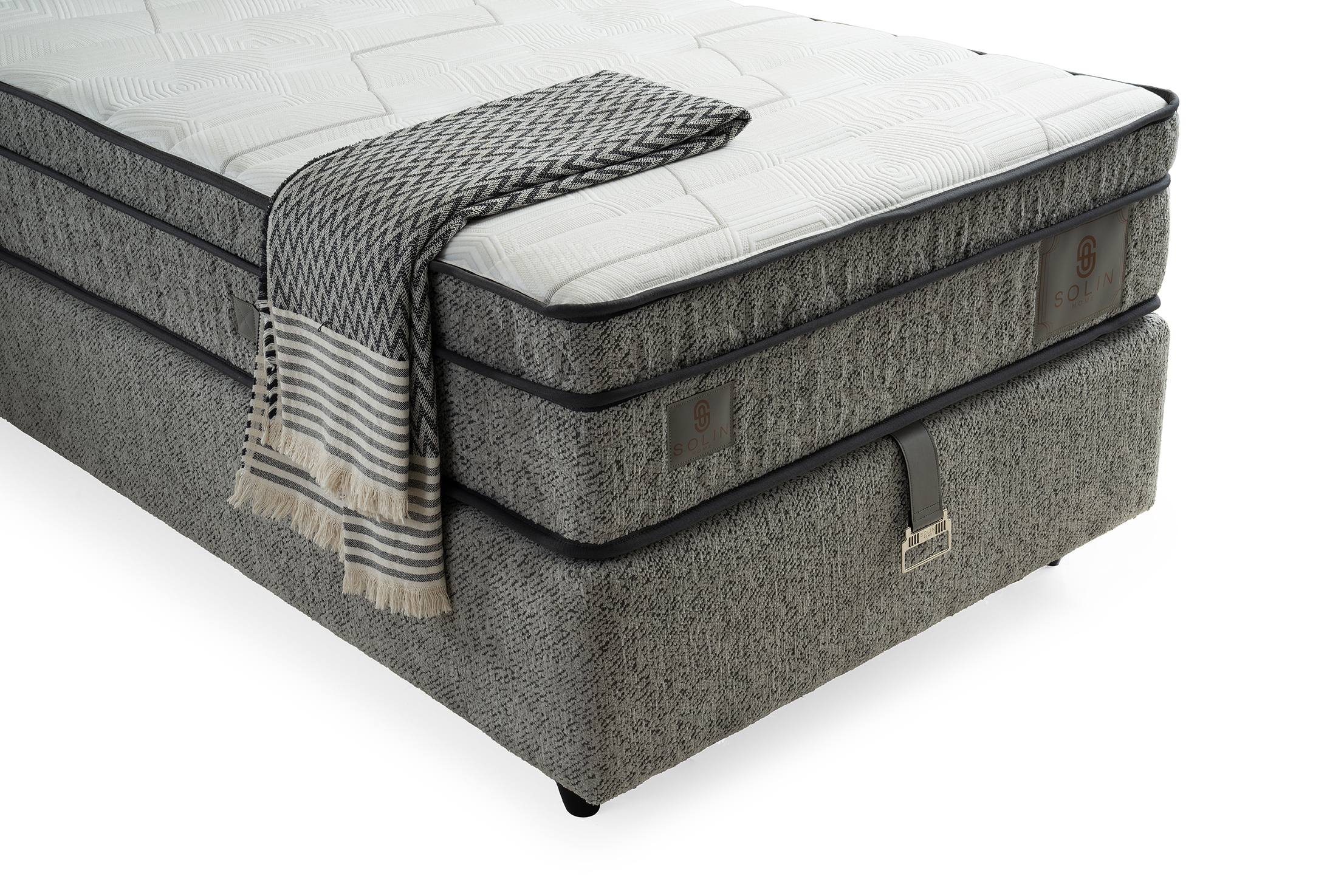 Hasır Eenpersoons Boxspring - Grijs 14
