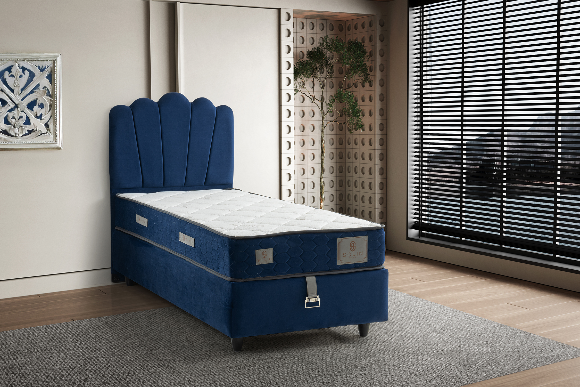 Parla Eenpersoons Boxspring - Blauw