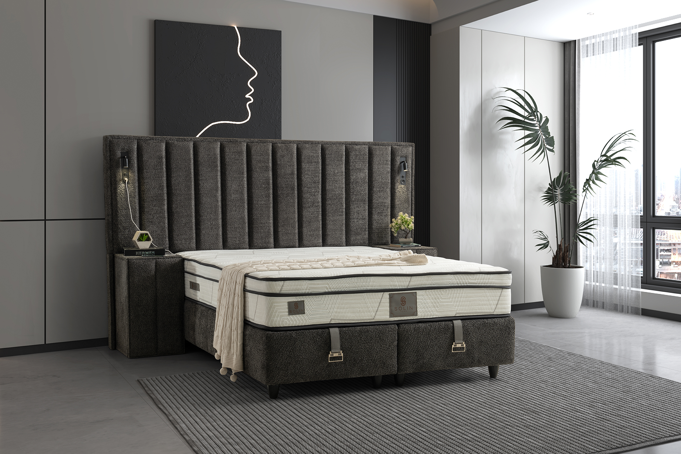 Pella Boxspring - Grijs